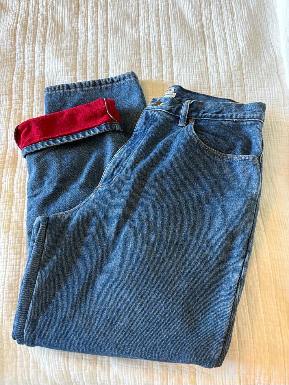 L. L. Bean High-Rise Original Fit Relaxed Leg Fleece-Lined Jeans. Size 16. - Picture 8 of 11
